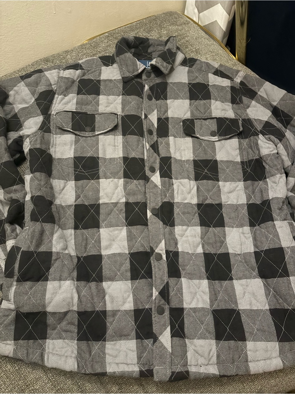 George Black & Gray Quilted Buffalo Plaid Shirt Jacket